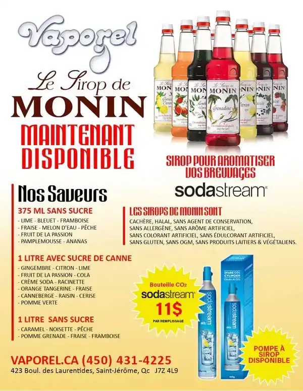 VAPOREL Azur Eau Pure Inc. sirop monin 2025